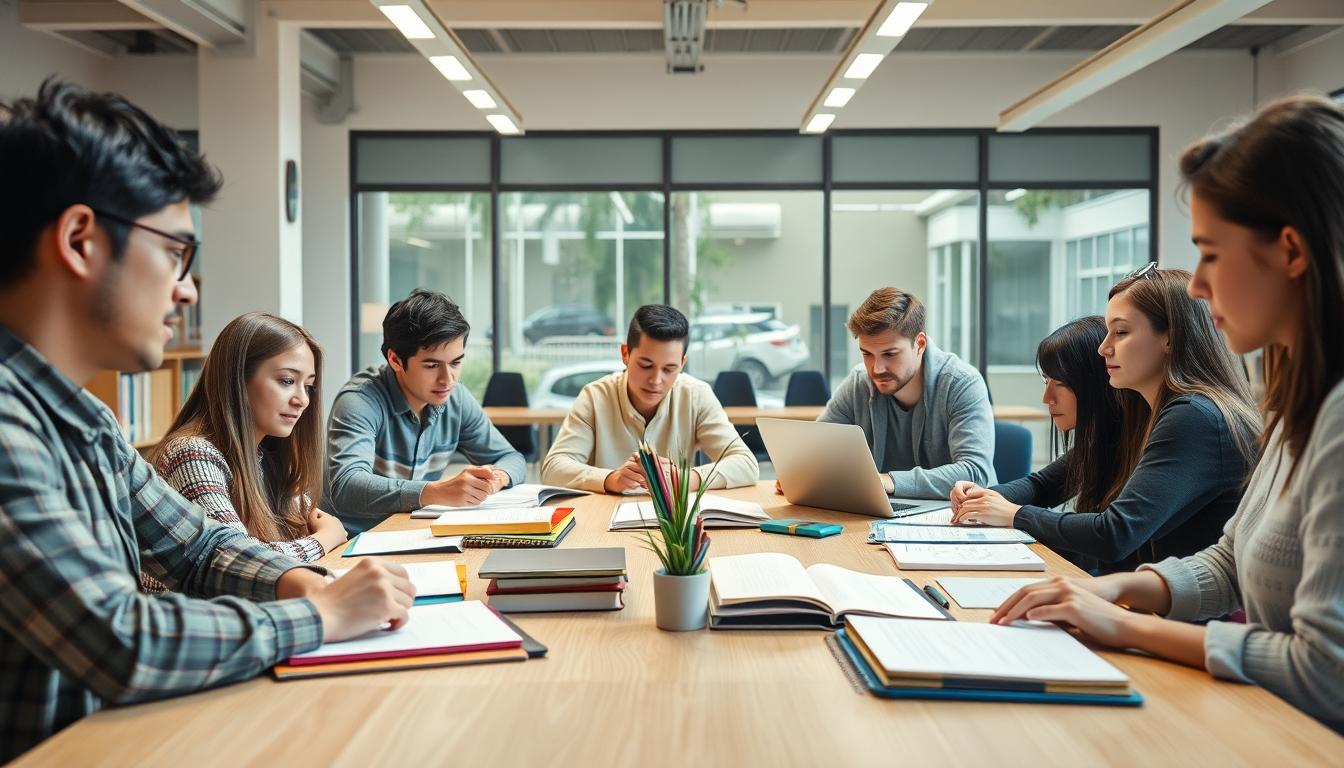 Student using learning strategies while studying