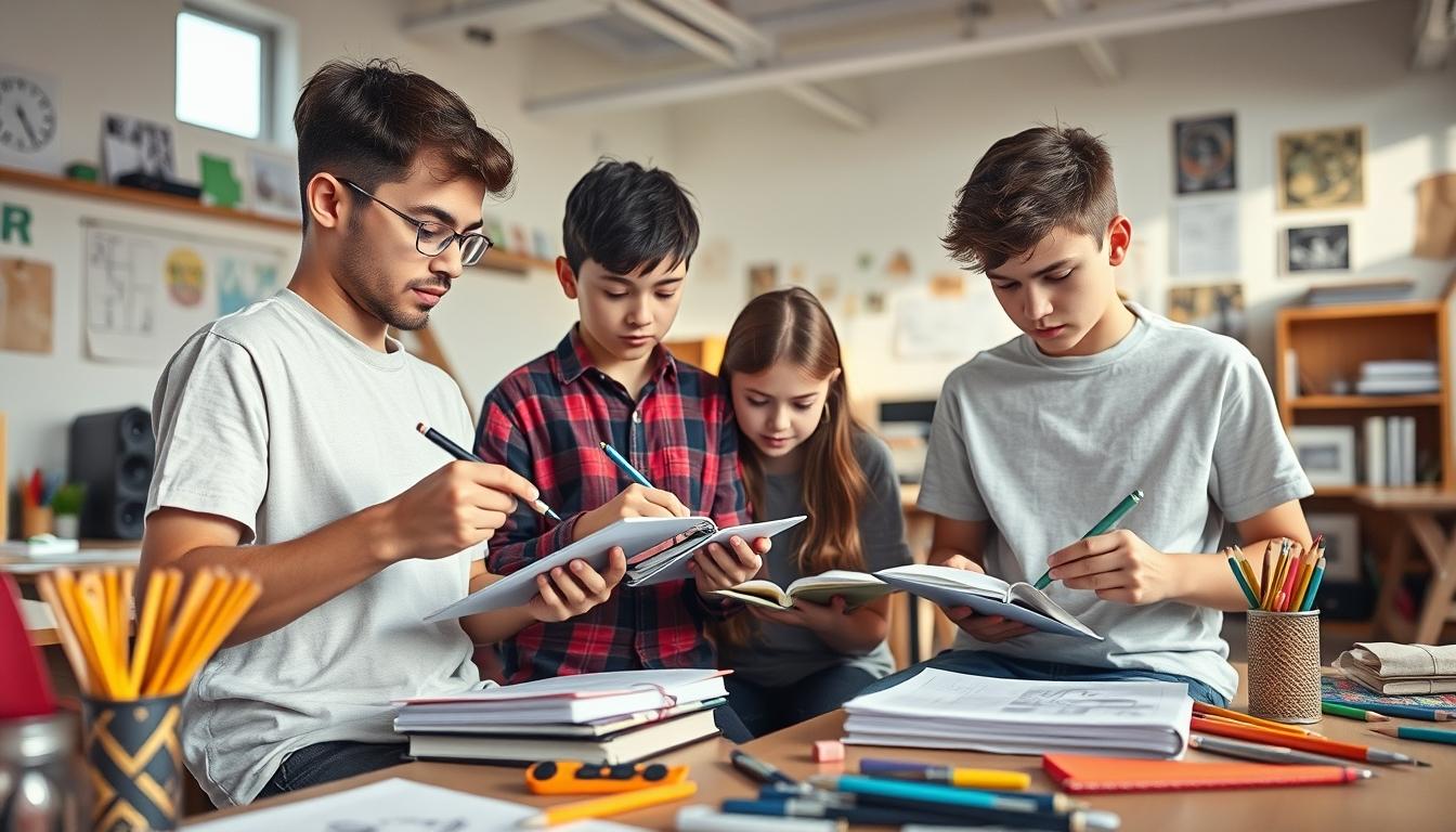 Structured study materials and learning resources on a desk