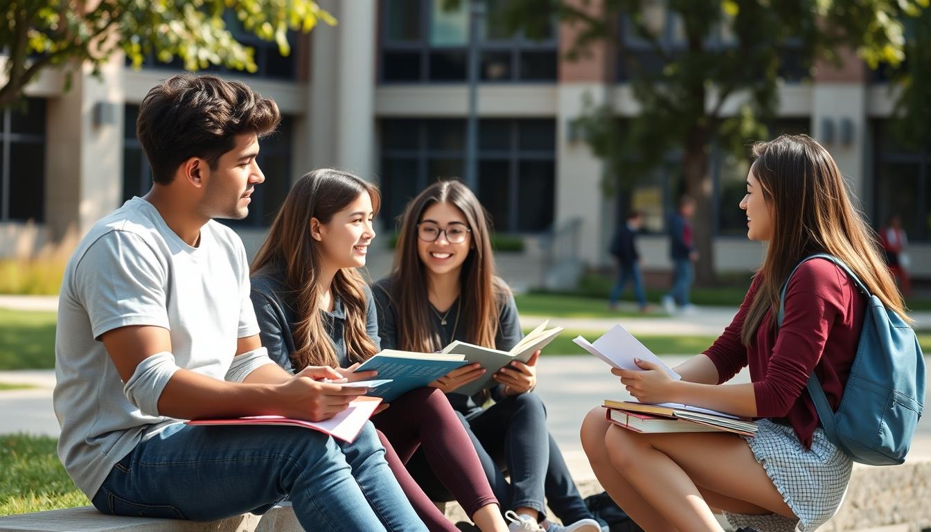 Student using a study guide to organize academic notes
